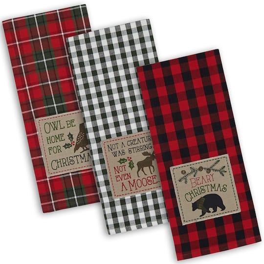 DII® Cabin Christmas Embroidered Dishtowel Set